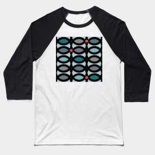 Abstract pattern in bluegreen tones with red accents Baseball T-Shirt